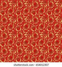 Beautiful artdeco template with elements in gold gradient. Vector gold grill on a red background. Art deco style, trendy vintage design element. Golden abstract geometric seamless pattern.