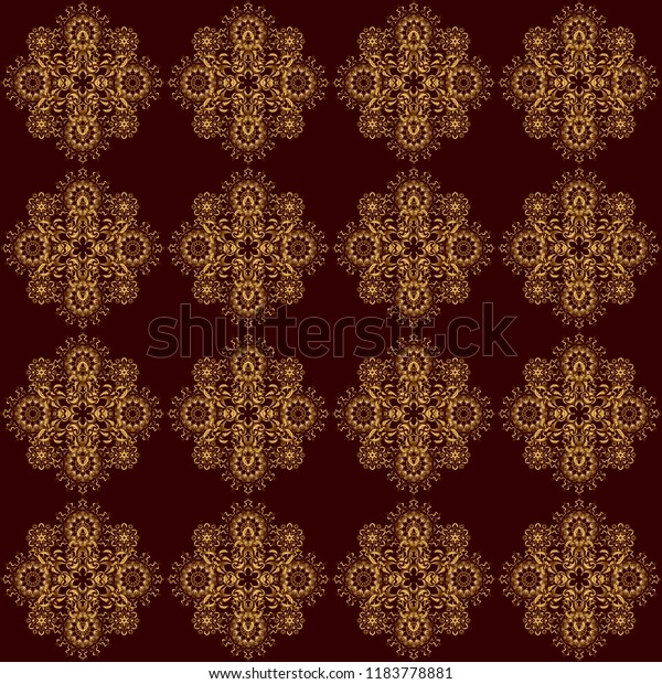 Beautiful artdeco template with elements in gold
gradient. Art deco style, trendy vintage design element. Vector
gold grill on a brown background. Golden abstract geometric
seamless pattern.