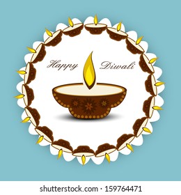 Beautiful artistic diwali diya celebration decorative design