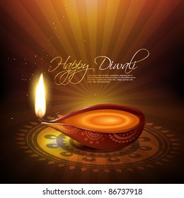 beautiful artistic diwali diya vector illustration