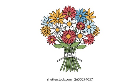 Belo arranjo floral artístico cheio de flores silvestres florescentes sortidas para a celebração festiva