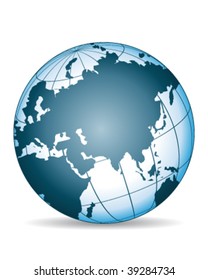 Beautiful Asia centered globe. Vector illustration.