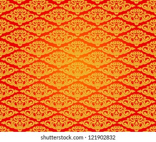 Beautiful Asian art pattern on red background