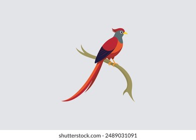 Beautiful Asian Sha Bulbul Bird perched on tree branch vector art, perfect for digital products and graphic design projects.
