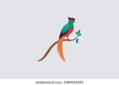 Beautiful Asian Sha Bulbul Bird perched on tree branch vector art, perfect for digital products and graphic design projects.