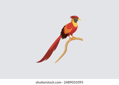 Beautiful Asian Sha Bulbul Bird perched on tree branch vector art, perfect for digital products and graphic design projects.