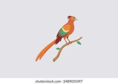 Beautiful Asian Sha Bulbul Bird perched on tree branch vector art, perfect for digital products and graphic design projects.