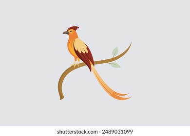 Beautiful Asian Sha Bulbul Bird perched on tree branch vector art, perfect for digital products and graphic design projects.