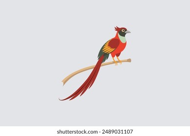 Beautiful Asian Sha Bulbul Bird perched on tree branch vector art, perfect for digital products and graphic design projects.