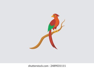 Beautiful Asian Sha Bulbul Bird perched on tree branch vector art, perfect for digital products and graphic design projects.