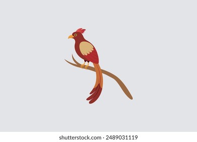 Beautiful Asian Sha Bulbul Bird perched on tree branch vector art, perfect for digital products and graphic design projects.