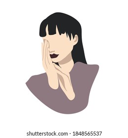 Beautiful Asian woman. Hand drawn modern abstract vector portrait