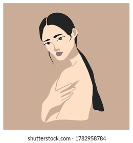 Beautiful Asian woman. Vector abstract portrait