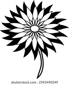 A beautiful Aster flower silhouette vector illustration featuring elegant petals and a detailed floral shape. Perfect for botanical designs, decorations, logos, and nature-themed artwork in digital 