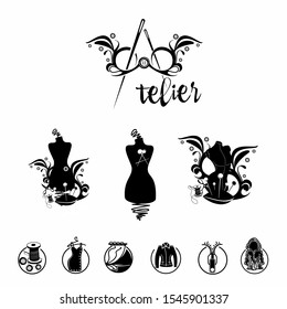 Beautiful atelier  logo and icon set