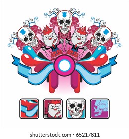 beautiful athletic track with a skull and icons