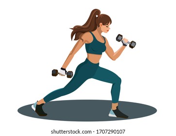 Fitness Workout Woman Doing Sports Exercises Stock Vector (Royalty Free)  1912569037