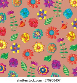 beautiful, attractive flowers and twigs pattern