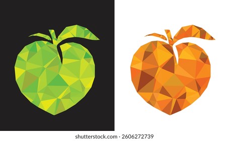 A beautiful and attractive geometric triangle vector image of peach fruit on a black and white background