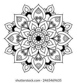 beautiful and attractive mandala design for coloring book, soothing and simple mandala art
