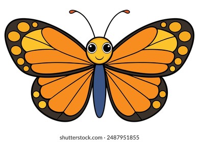 Beautiful and Attractive Monarch Butterfly Vector Illustration, Cartoon, Clipart, and Line Art. Beautiful Monarch Butterfly vector illustration, perfect for digital and print designs