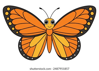 Beautiful and Attractive Monarch Butterfly Vector Illustration, Cartoon, Clipart, and Line Art. Beautiful Monarch Butterfly vector illustration, perfect for digital and print designs