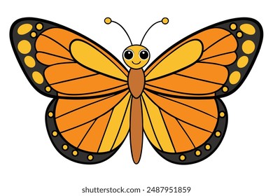 Beautiful and Attractive Monarch Butterfly Vector Illustration, Cartoon, Clipart, and Line Art. Beautiful Monarch Butterfly vector illustration, perfect for digital and print designs