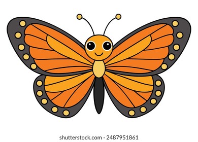 Beautiful and Attractive Monarch Butterfly Vector Illustration, Cartoon, Clipart, and Line Art. Beautiful Monarch Butterfly vector illustration, perfect for digital and print designs