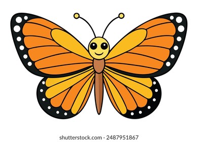 Beautiful and Attractive Monarch Butterfly Vector Illustration, Cartoon, Clipart, and Line Art. Beautiful Monarch Butterfly vector illustration, perfect for digital and print designs