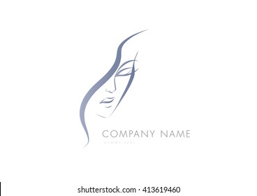 Beautiful Attractive Woman Face Logo Sample, Vector Illustration