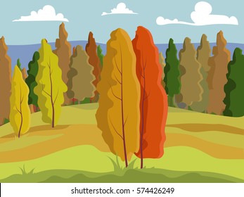 Beautiful autumn background. Bright autumn landscape with trees.
