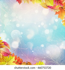 Beautiful autumn background with sun. EPS 10 vector file included