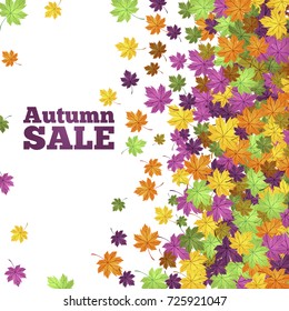 A beautiful autumn banner for promo actions and sales. Background with maple leaves.