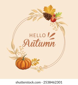 Beautiful autumn composition featuring a frame filled with fall elements. Perfect for seasonal designs, invitations, and decor to celebrate the beauty of autumn!