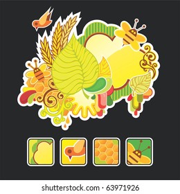 Beautiful autumn composition and icons