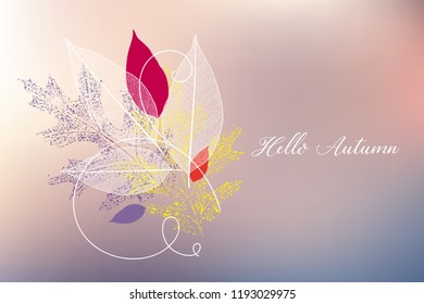 Beautiful autumn floral background with abstract leaves.