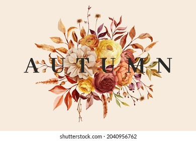 Beautiful Autumn Floral Border Background