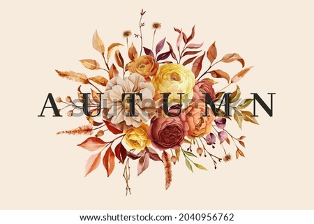 beautiful autumn floral border background