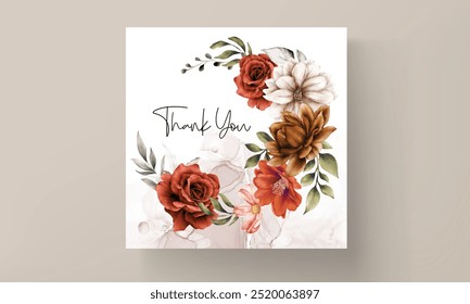 beautiful autumn floral frame wedding invitation card template