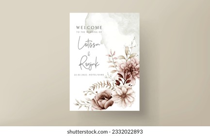 beautiful autumn floral wedding invitation card template