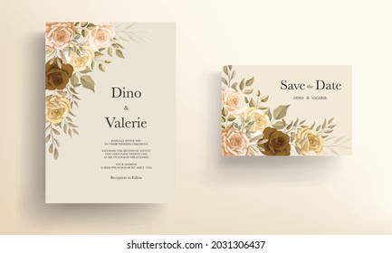 Beautiful autumn flower wedding invitation card