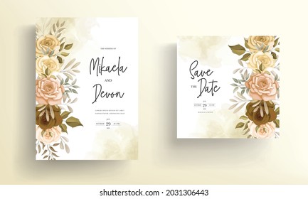 Beautiful autumn flower wedding invitation card