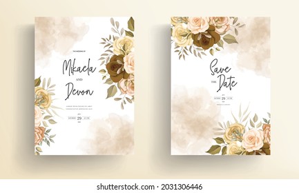 Beautiful autumn flower wedding invitation card