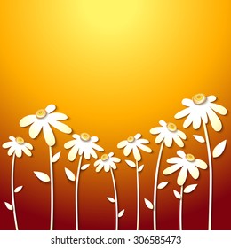 Beautiful Autumn Flowers yellow Background. Paper design