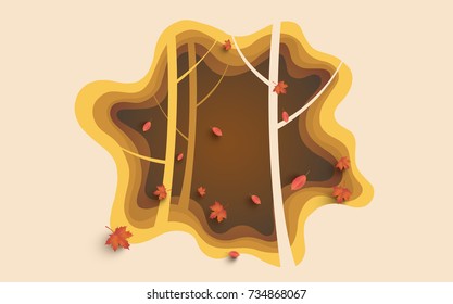 beautiful autumn illustrations with fallen leaves. design paper art and crafts