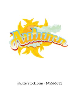 beautiful autumn illustrations . vector autumn label. autumn icon with sun and clouds.