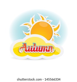 beautiful autumn illustrations . vector autumn label. autumn icon with sun and clouds.