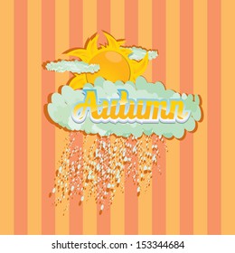 beautiful autumn illustrations . vector autumn label. autumn icon with sun and clouds.