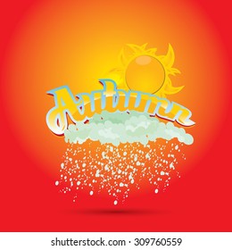beautiful autumn illustrations . vector autumn label. autumn icon with sun. Stylized design element. Autumn Background design for banner, poster, flyer, cover, brochure. Logo design.