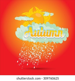 beautiful autumn illustrations . vector autumn label. autumn icon with sun. Stylized design element. Autumn Background design for banner, poster, flyer, cover, brochure. Logo design.
